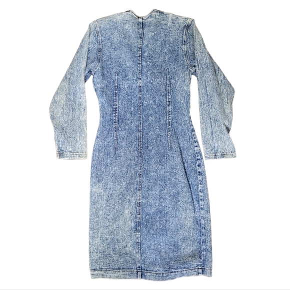 VINTAGE 80s Acid Washed Denim Dress - Picture 2 of 13